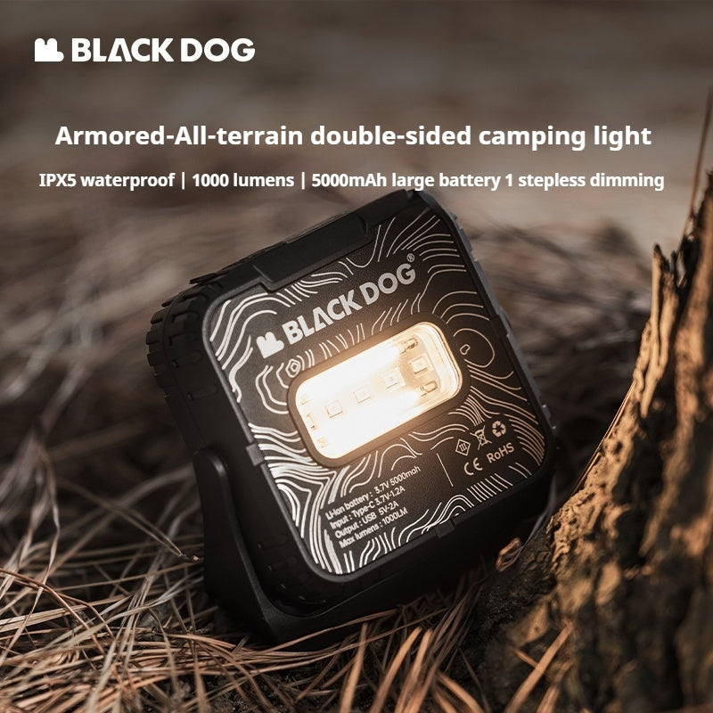 Blackdog All Terrain Double-Sided Camping Light Waterproof IPX5 Rechargeable Emergency Lamp 1000lm 5000mAh Long Battery Light Outdoor Lighting