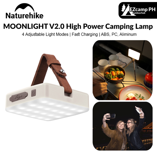 Naturehike Moonlight V2.0 High Power Camping Lamp Tent Portable Ultralight Multifunction 4 Adjustable Modes LED Photo Light Lantern Type-C Rechargeable Waterproof Outdoor Hiking Beach Travel Equipment Heavy Duty Original Nature Hike