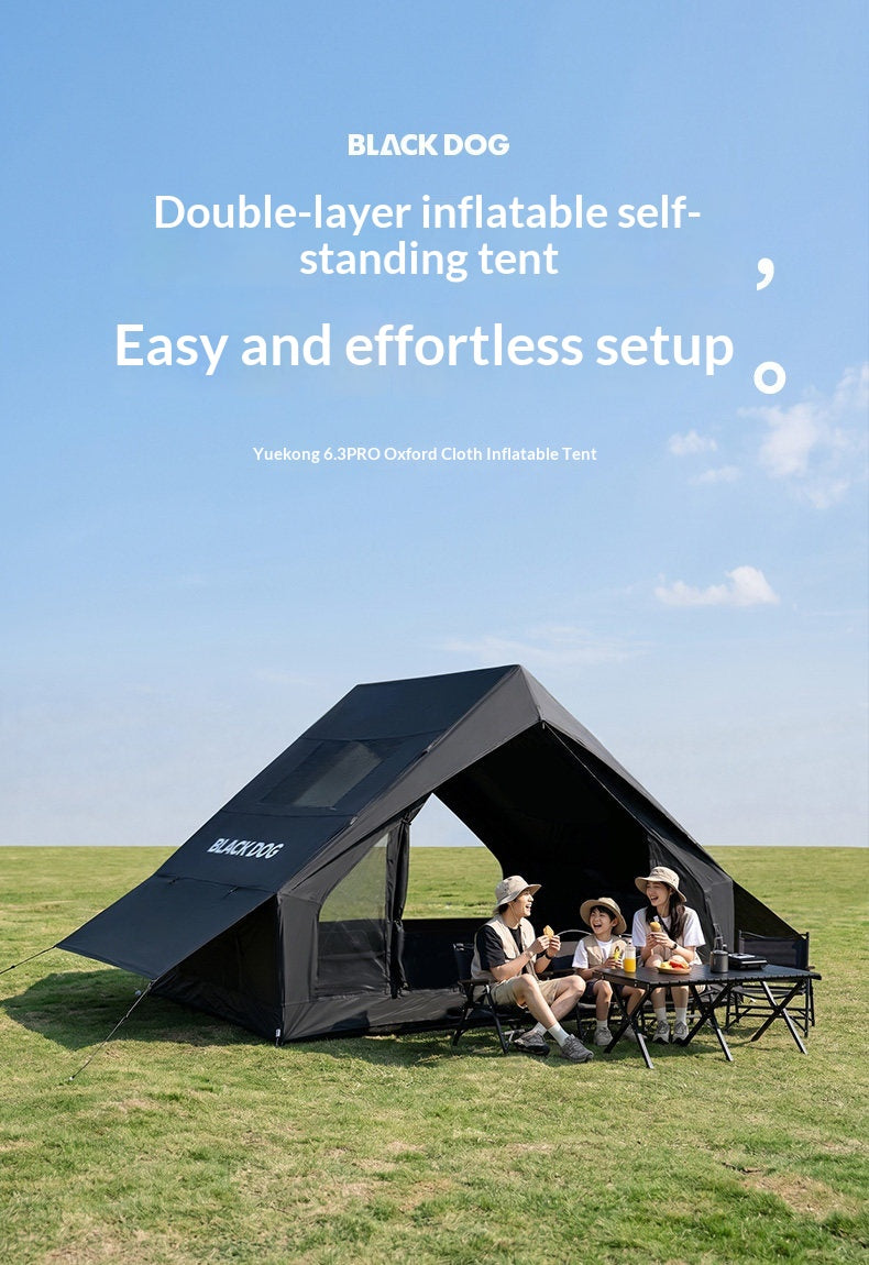 BLACKDOG MOON SKY 6.3 PRO Black Inflatable Spacious Family Tent 4-6 Persons Rainproof and Sunproof Overnight Oxford Cloth Outdoor Camping