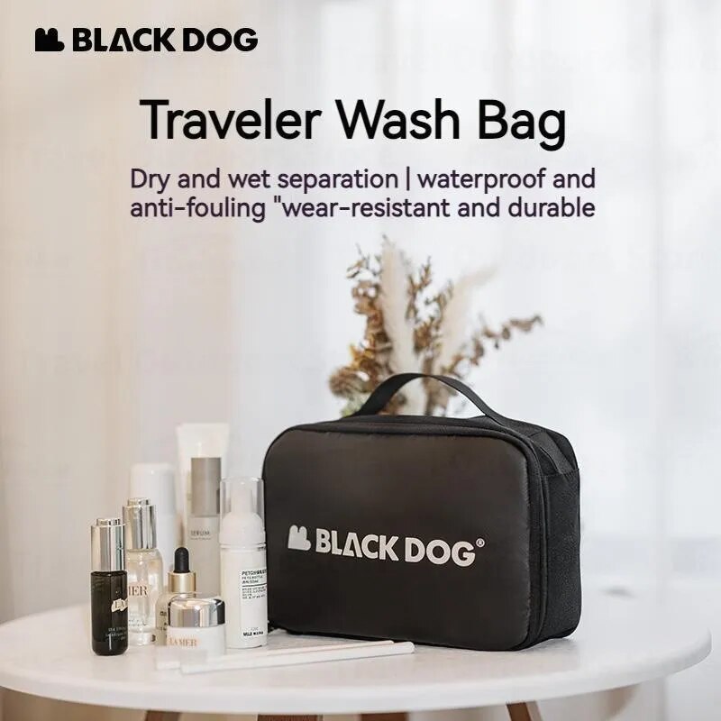 BLACKDOG Traveler Toiletry Bag Portable Lightweight Storage Pouch Bag 3.1L Camping Small Multi-Layer Waterproof Hanging Luggage Accessories Wet Dry Separation Cosmetics Make up Organizer Heavy Duty Original Black Dog