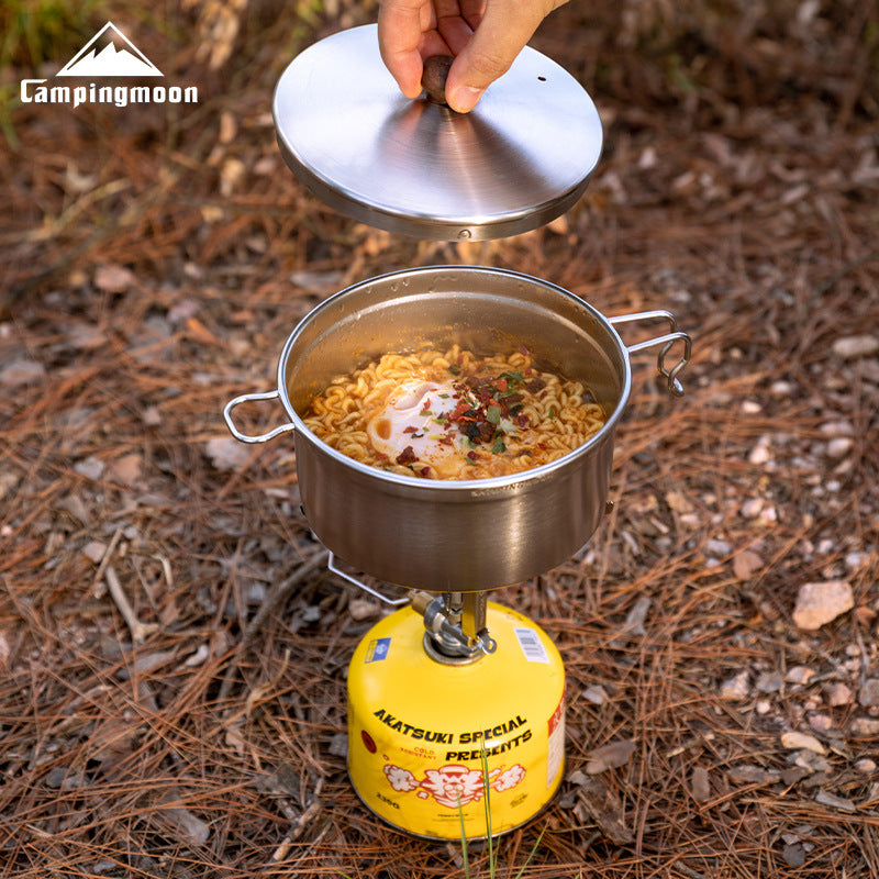 Campingmoon S371 Sierra Pot 304 Stainless Steel Portable Cooking with Lid Outdoor Camping Cookware