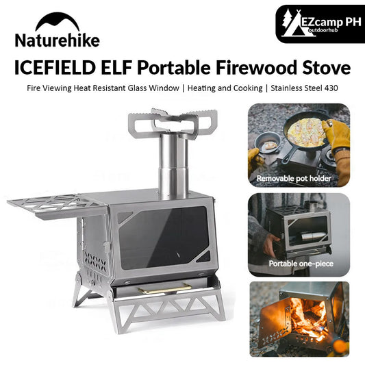 Naturehike ICEFIELD ELF Fire Wood Stove Outdoor Camping Heating Cooking Burner Tent Firewood Heater Boiling Water 4kg Ultralight Stainless Steel 430 Portable Nature Hike