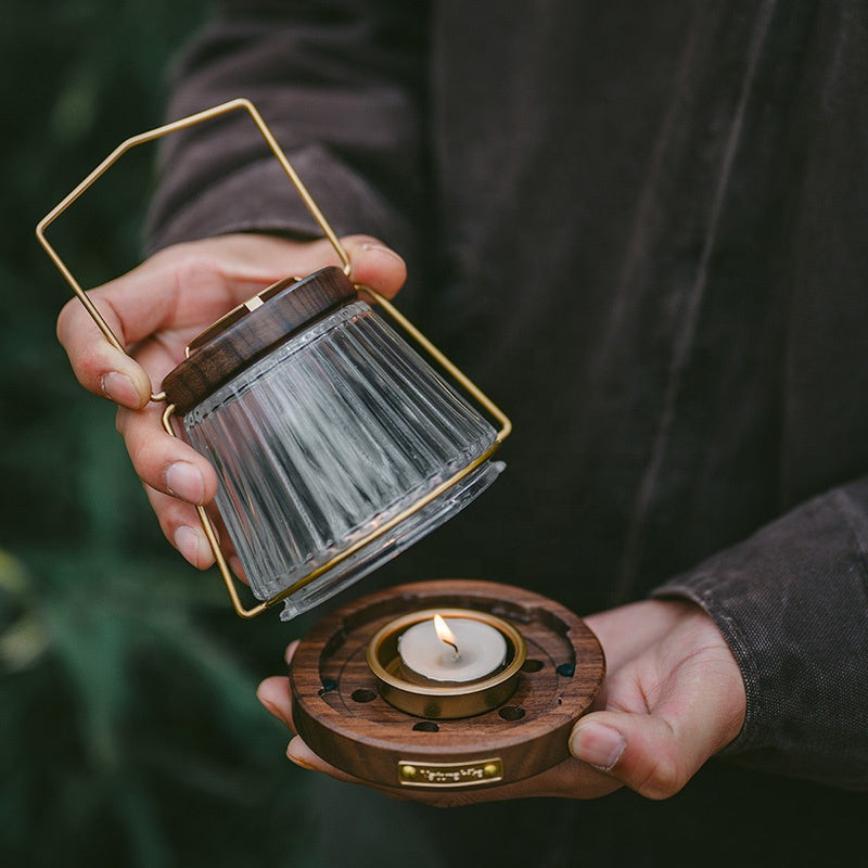 Naturehike Walnut Candlelight Lamp Outdoor Camping Atmosphere Lighting Premium US Solid Wood Premium Walnut Candle Light Lantern Holder Case Portable Nature Hike