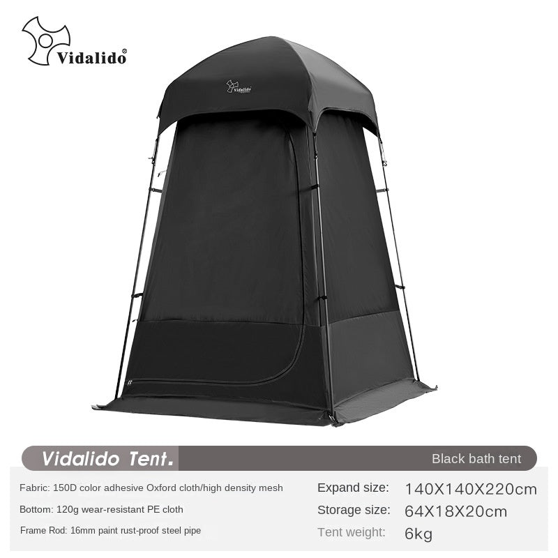 Vidalido Black Shower Changing Outdoor Camping Beach Fishing Bath Toilet Tent Waterproof Windproof Portable Outdoor Dresser Privacy Tent Silver Coated Sunscreen Stable Steel Iron Poles