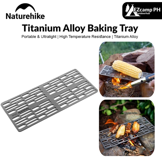 Naturehike Titanium Alloy Baking Tray Portable Ultralight BBQ Fire Grill Rack Pure Titanium Metal Plate With Storage Bag Camping Outdoor Hiking Beach Picnic Travel Heavy Duty Original Nature Hike