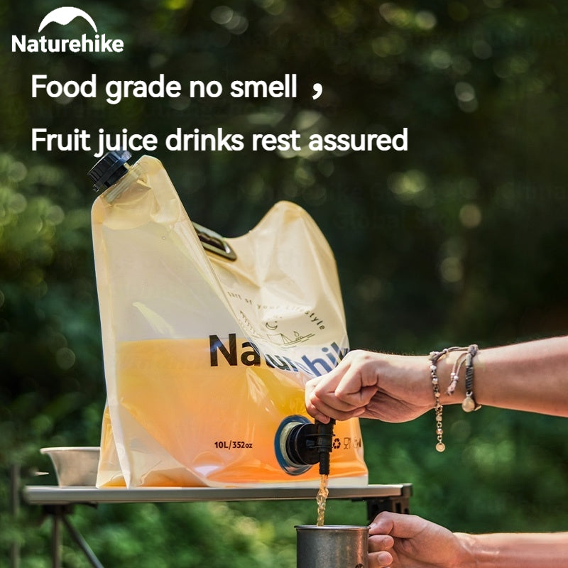 Naturehike Outdoor Water Bag Portable Lightweight Foldable 10L Large Capacity With Faucet Handle Folding Thick Soft Food Grade Water Container Camping