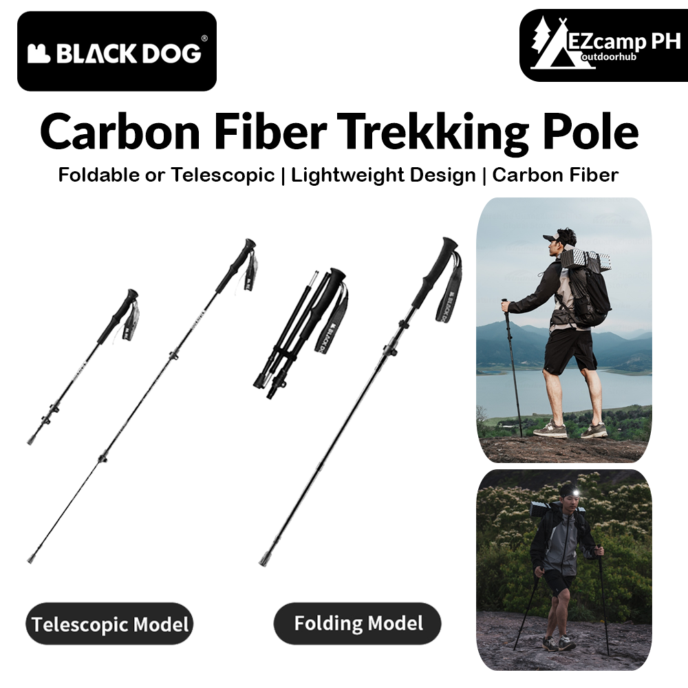 BLACKDOG Carbon Fiber Trekking Pole Portable Ultralight Three Section Folding / Telescopic Walking Hiking Anti-Skid Stick Adjustable Climbing Cane Rod 1pc