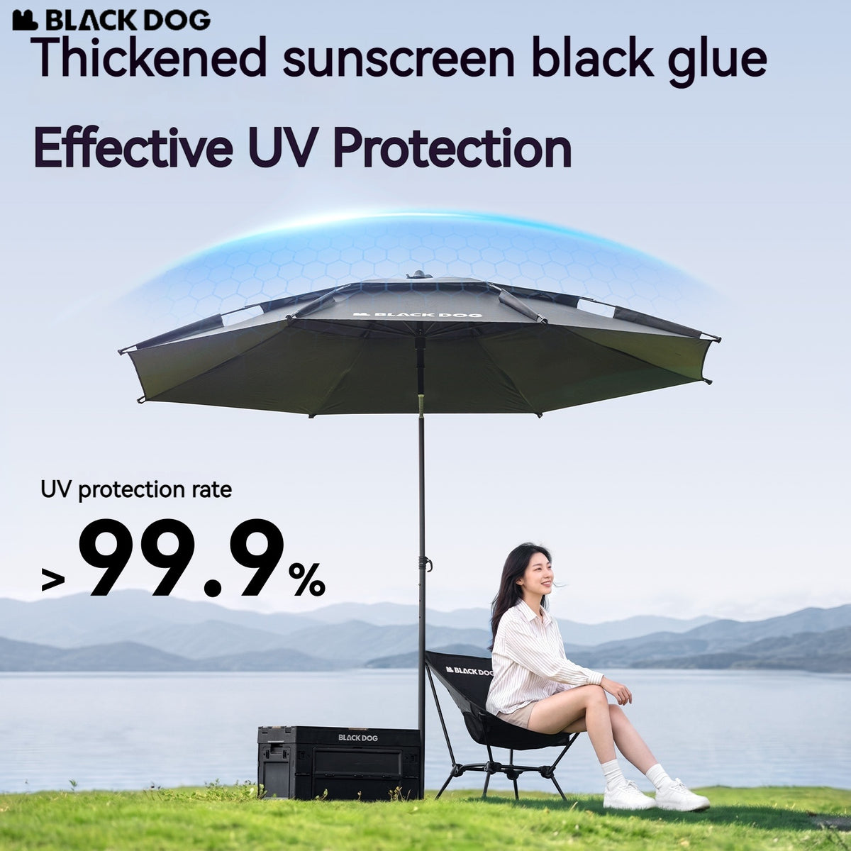 Blackdog SUNSET 2.0 Umbrella Outdoor Camping Picnic Beach 360 Black Coated Sunscreen 5m² Shade Area