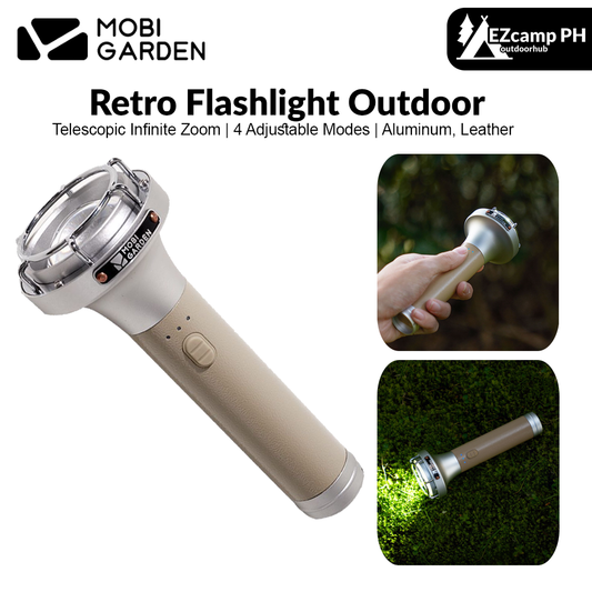 MOBI GARDEN Retro Flashlight Outdoor Portable Lightweight Vintage Lamp 4 Adjustable Modes Lighting Rechargeable Waterproof Strong Light Super Bright