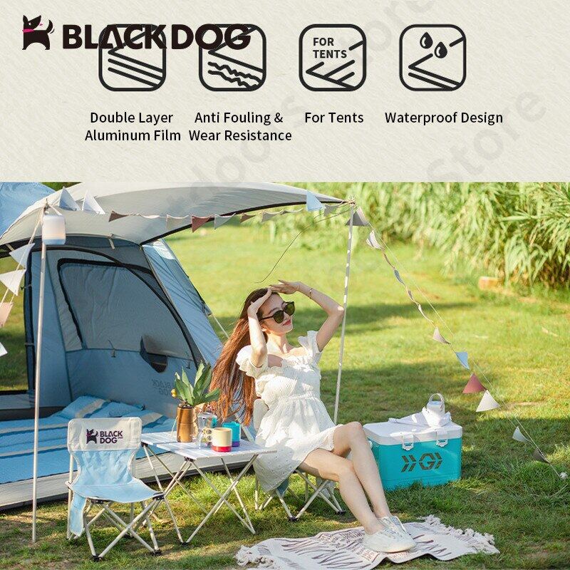 BLACKDOG Outdoor Camping Tent Ground Aluminum Foil Film Moisture Proof Folding Mat 3 Sizes Ultralight Floor  Matting Footprint Ground Sheet Pad Black Dog