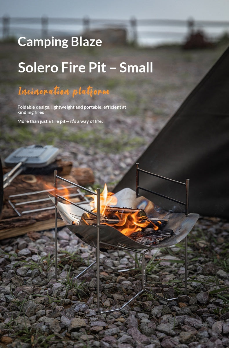 Campingmoon SOLO-A4 Portable Fire Pit Camping Bonfire BBQ Grill Stainless Steel Firewood Burner