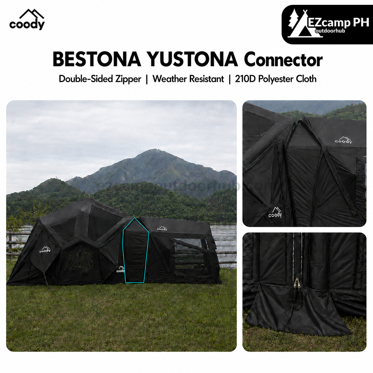 Coody BESTONA YUSTONA Connector Double Sided Zipper Air Tent 210D Polyester Cloth Accessories Add-ons