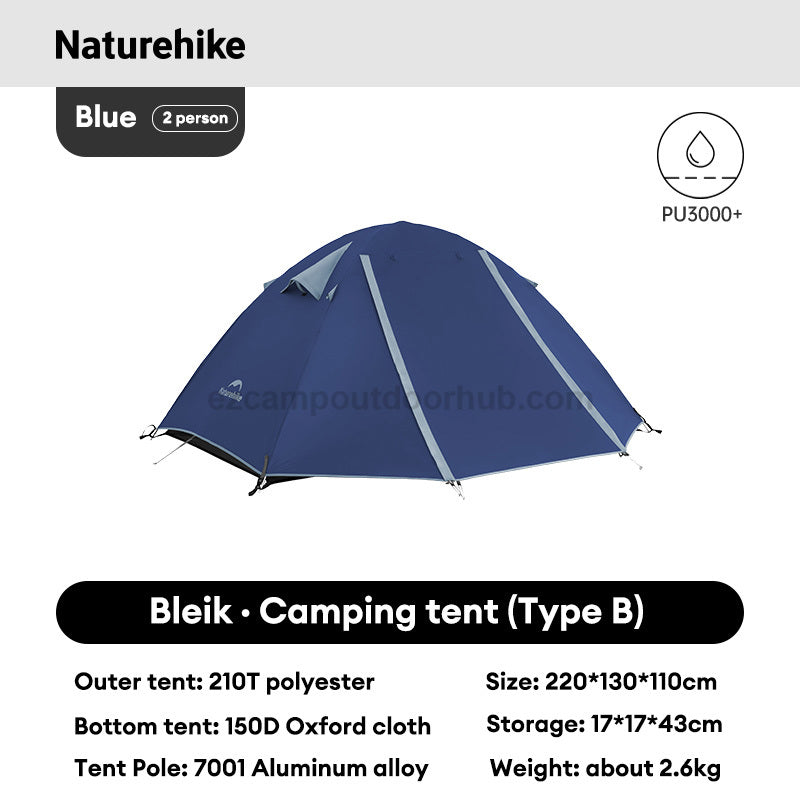 Naturehike BLEIK Series Tent 2-3 Persons Ultralight Double Awning Tent Breathable P-Series Gen 2 Crossbar Structure Design Outdoor Camping Hiking