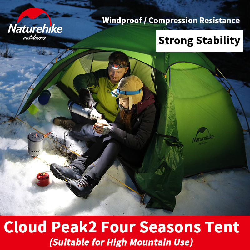 Naturehike CLOUD PEAK Ultralight Camping Tent for 1-2 Person Portable Waterproof 20D Silicone Outdoor Hiking Backpacking 4 Season Tent 7 Series Aluminum Alloy Pole Nature Hike