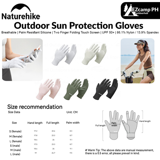 Naturehike Summer Sunscreen Gloves Dew Finger Touch Screen Lightweight Sun Protection Hiking Camping Outdoor Driving Cycling Cool Gloves Non-slip Breathable Men Women UPF50+ Original Nature Hike