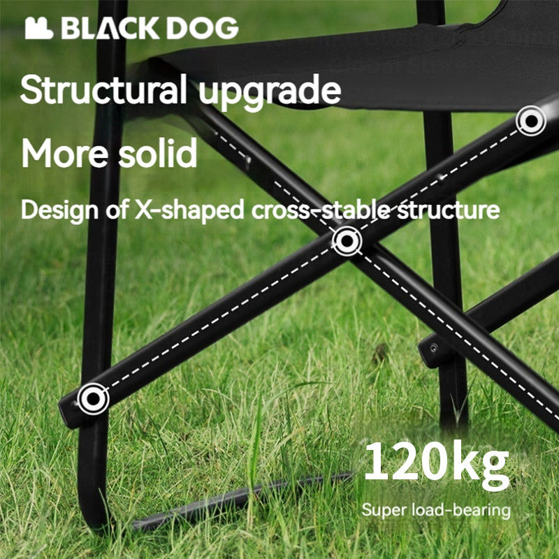 BLACKDOG Leisure Director Chair Outdoor Folding Portable Stool Widen Seat Camping Beach Fishing Picnic Garden Travel Armchair Heavy Duty Original Black Dog