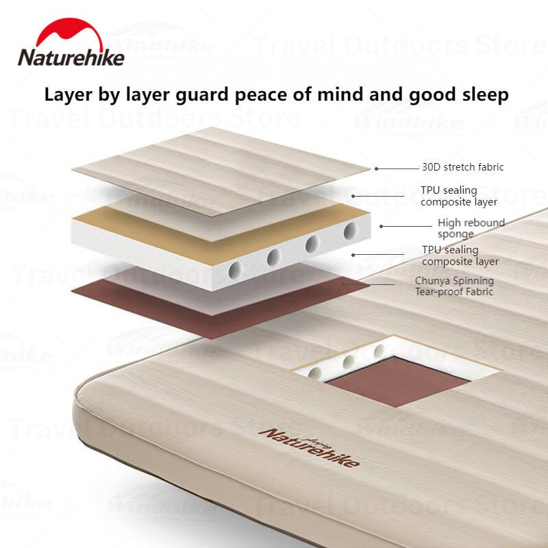 Naturehike Self Inflating Foam Pad 10cm Thick Outdoor Camping Portable Mattress Sleeping Bed Single Double Automatic Inflate Sponge Glamping C10