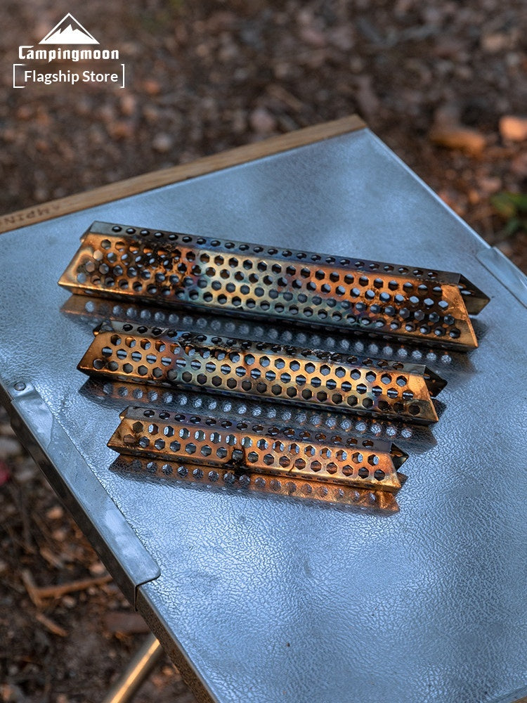 Campingmoon Stainless Steel Firewood Portable Universal Bonfire Accelerator Honeycomb Cut Out Efficient Burning Reduce Smoke Camping Outdoor