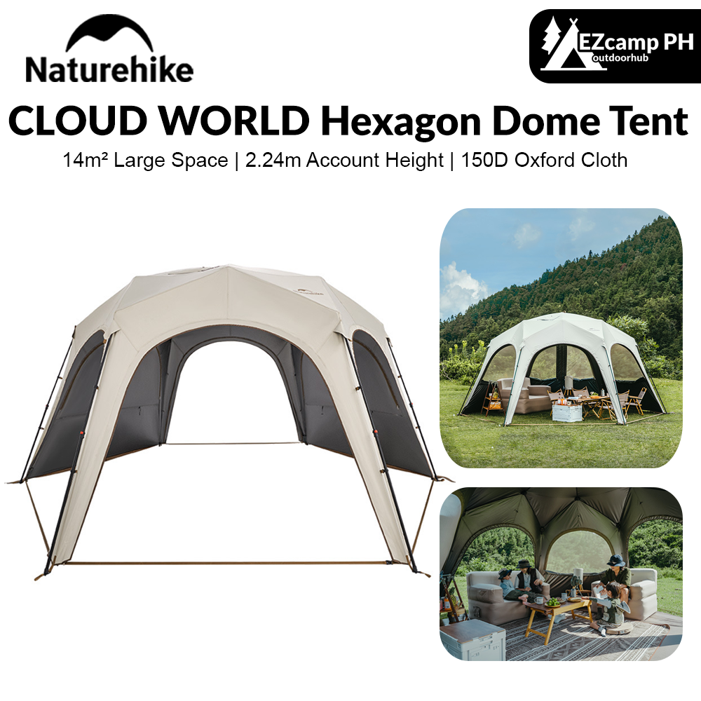 Naturehike CLOUD WORLD Series Hexagon Dome Modular Automatic Tent Canopy UPF12500+ Sunshade Windproof Waterproof PU5000+ Quick Open Tent Tarp Chimney