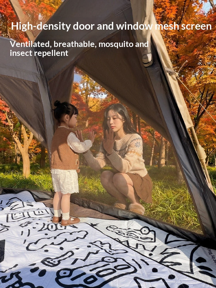 Blackdog WIND HAVEN Hexagonal Automatic Tent Dome Style 3-4 Persons Breathable 7-Sided Panorama Windows Black Vinyl or Silver Coated Sunscreen