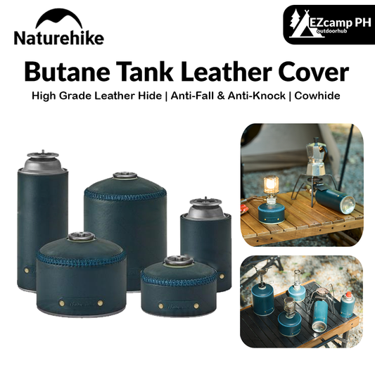 Naturehike Butane Tank Leather Cover Portable Lightweight 5 Styles Retro Gas Can Protective Cover Premium Texture Air Canister for Cassette Stove Bottle Wrap