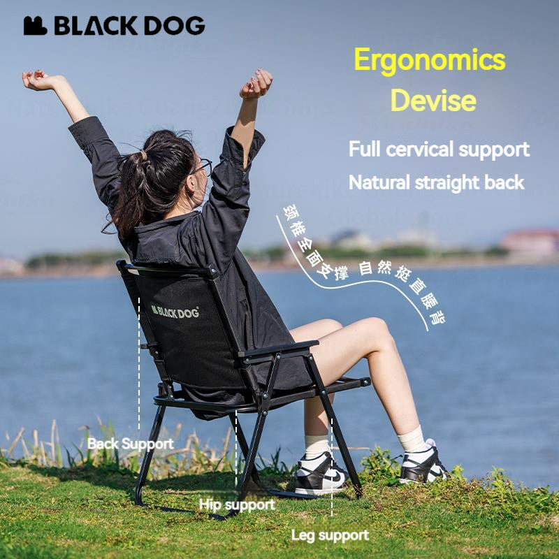 BLACKDOG MOUNTAIN SOUL Black Portable Folding Kermit Chair Travel Ultralight Low High PRO Foldable Chair up to 190kg Max Load Thick Carbon Steel Frame