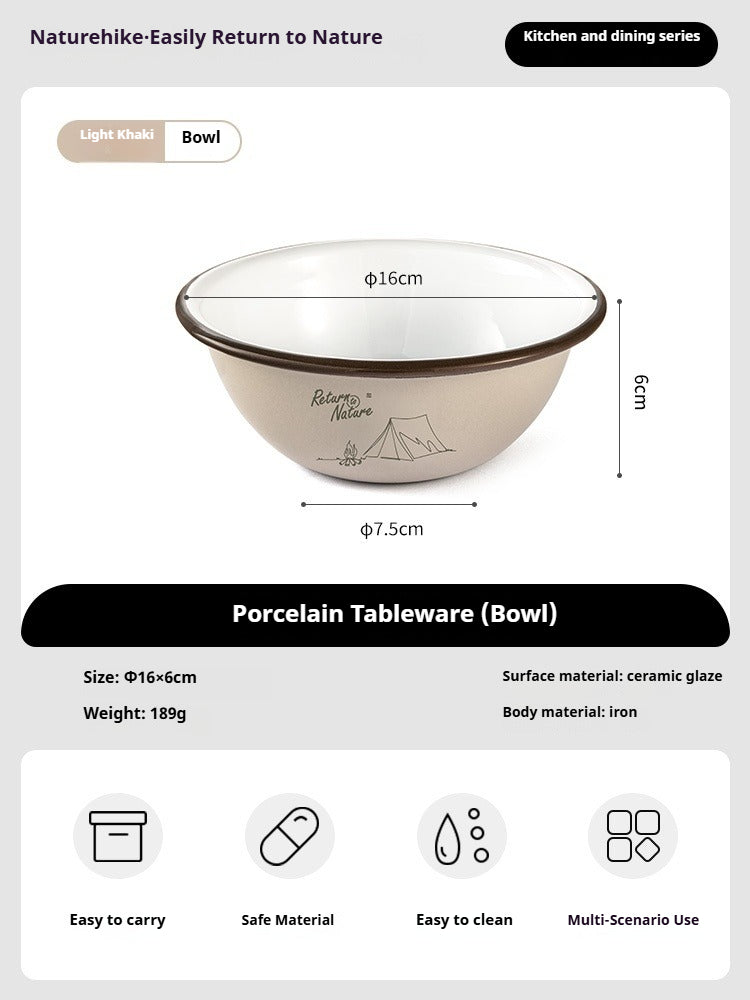 Naturehike Premium Enamel Coated Tableware Cup Dish Plate Bowl Coffee Mug Camping Outdoor Dinnerware Mug Glass Glazed Glossy Finish Elegant Utensil