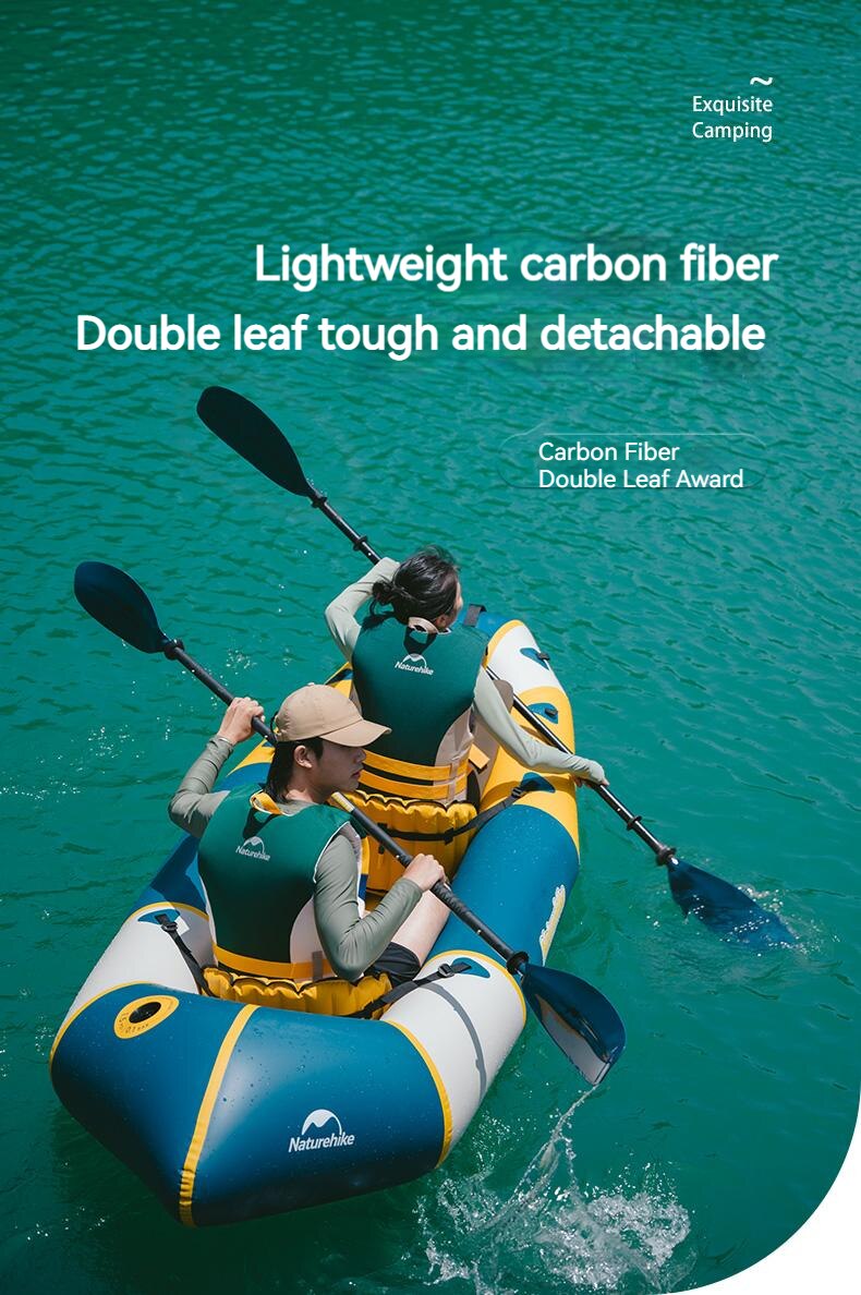 Naturehike 5-Section Carbon Fiber Paddle 240cm Only 1.1kg Ultralight Portable Kayak Canoe Heavy Duty Water Sports Surfing Board Double Blade Leaf Oar