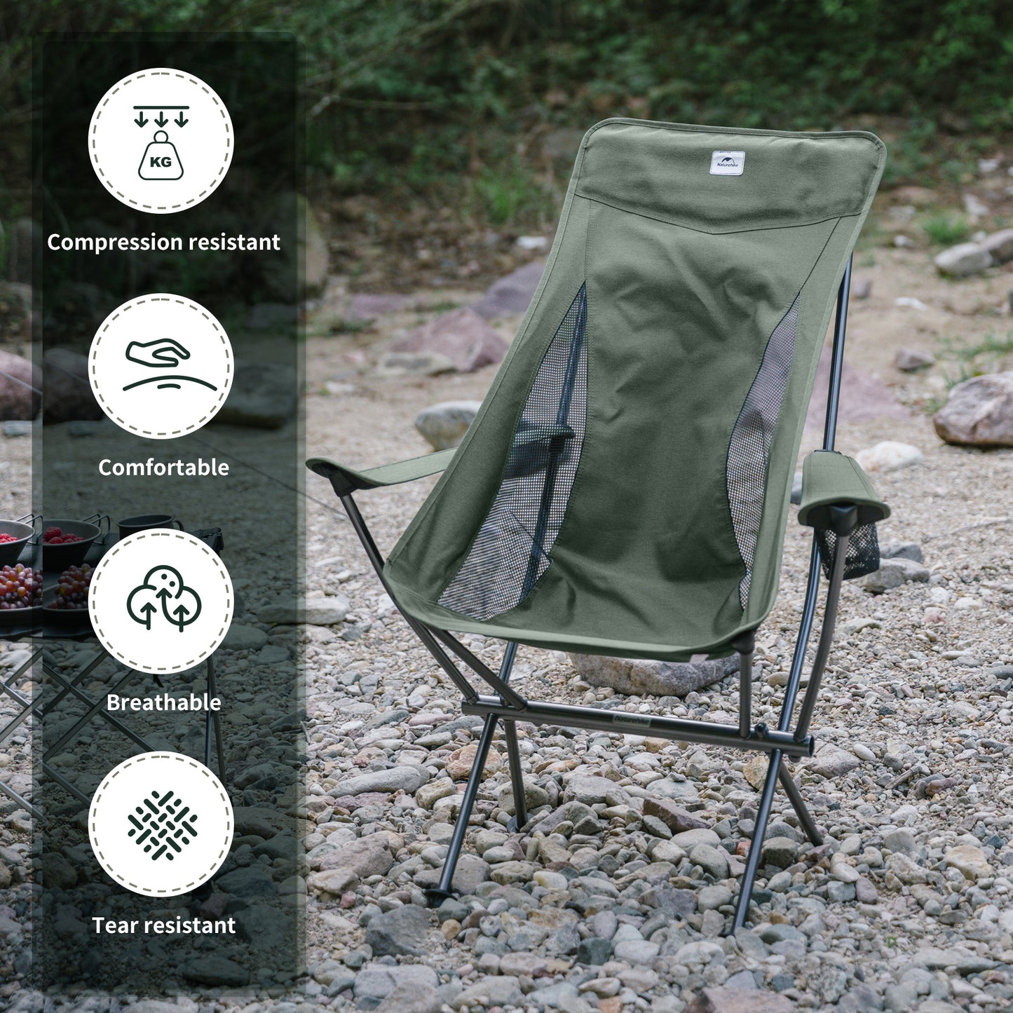 Naturehike YL06 Plus Folding Chair Ultralight Portable Leisure High Back Armchair Durable Comfort Camping Travel Aluminum Chairs 600D Oxford Cloth