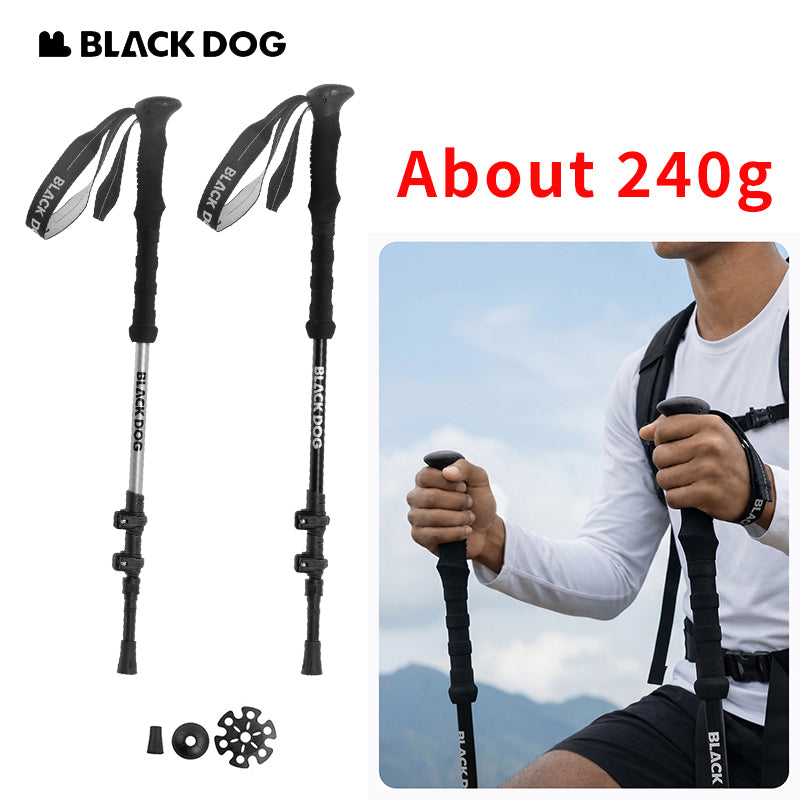 BLACKDOG Telescopic Trekking Pole Lightweight Aluminum Alloy Hiking Sticks Climbing Walking Stick Adjustable Wristband Design Mountaineering Gear