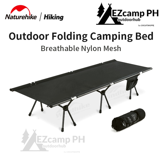 Naturehike XJC12 Black Mesh Nylon Portable Folding Bed Ultralight Aluminum Easy Assemble High and Low Outdoor Camping Foldable Sleeping Cot 150kg Max