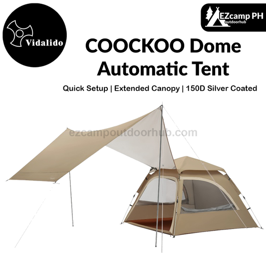 Vidalido COOCKOO Dome Automatic Tent Multi-Setup 2-in-1 Quick Fast Build Park Tent 2-3 Persons Silver Coated Sunscreen Waterproof Extended Canopy Outdoor