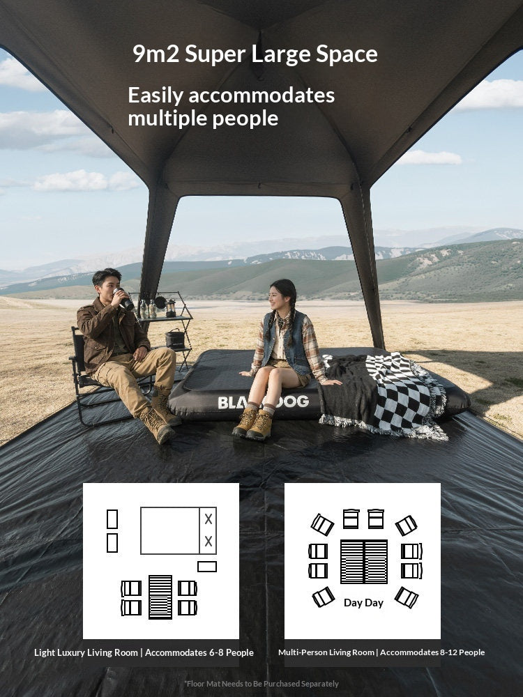 Blackdog DOME SKY Lite Automatic Tent Portable Fast Build Modular Tent Tarp Canopy Waterproof Black Vinyl Coated Sunscreen 9m² Shade Area Outdoor
