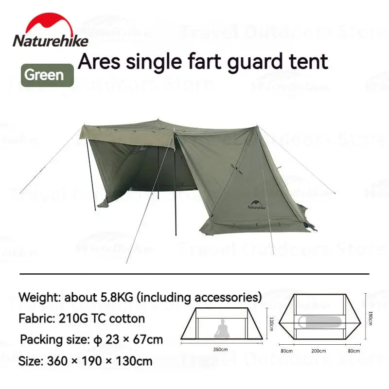 Naturehike ARES Army Tent Ultralight Hiking Backpacking Camping Outdoor Single Shelter 1 Person Waterproof 210G TC Cotton 5.8kg with Awning Canopy Chimney Nature Hike