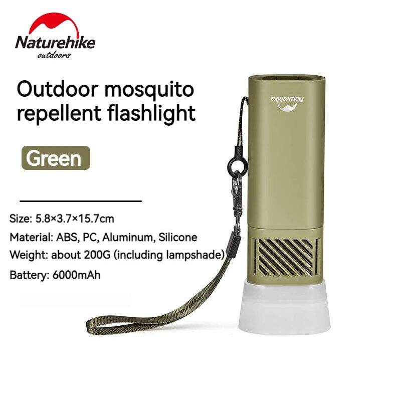 Naturehike Anti Mosquito Flashlight Outdoor Camping Lamp Tent Lantern Lighting Insect Repellant Mat Coil IPX4 Waterproof USB Type C Charging 6000mAh Battery Flash Light Nature Hike