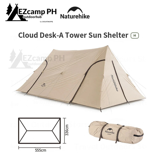 Naturehike Cloud Desk M Twin Tower Shelter Outdoor Camping Tent Tarp Portable Waterproof with Projector Screen 4 Poles Canopy Awning Glamping Shelter