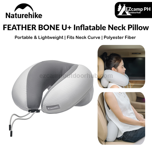 Naturehike FEATHER BONE U+ Inflatable Neck Pillow Portable Lightweight U-Shaped Travel Air Inflatable Sleeping Neck Pillow Camping Outdoor