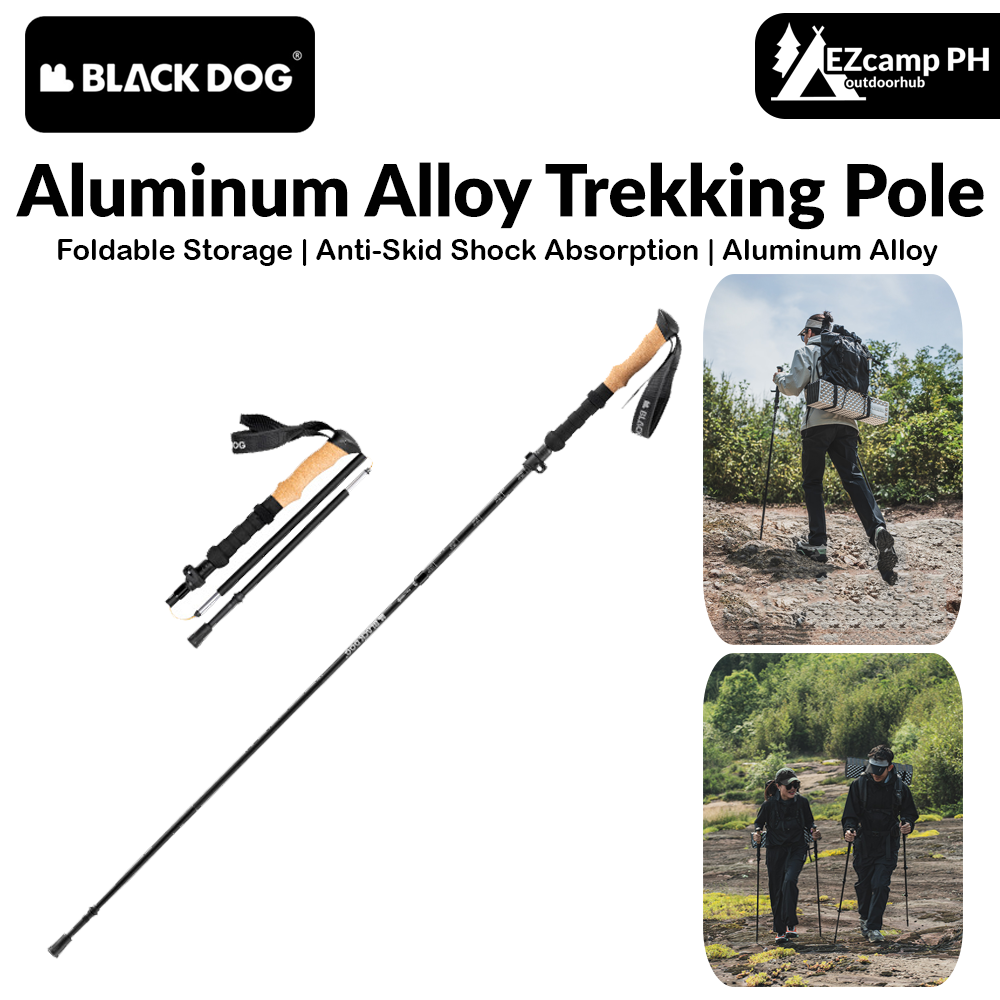 Blackdog Aluminum Alloy Trekking Pole Portable Ultralight Foldable Mountaineering Stick Foldable Climbing Walking Stick Adjustable Telescopic Camping Outdoor