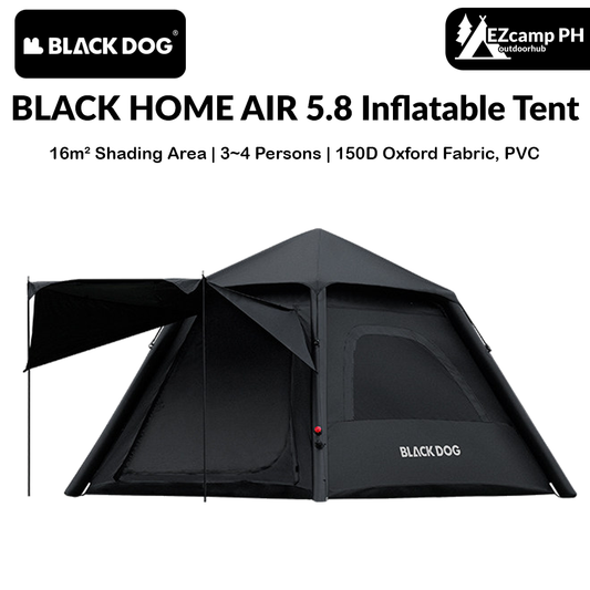 Blackdog BLACK HOME AIR 5.8 Inflatable Tent 3-4 Persons Dome Style Fast Build Waterproof Black Vinyl Coated Sunscreen With Electric Air Pump Outdoor