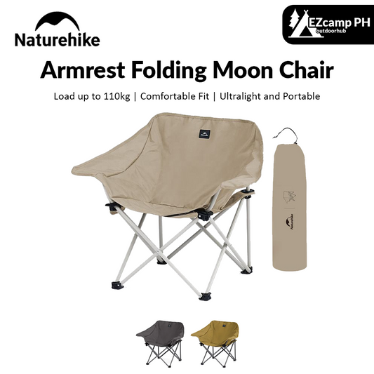 Naturehike Armrest Folding Moon Chair Outdoor Camping Ultralight Portable Relax Seat up to 110kg X Shape Stable Steel Frame Oxford Heavy Duty Foldable Nature Hike