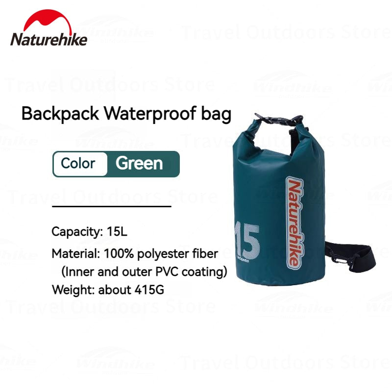 Naturehike 10L 15L 25L Portable Heavy Duty Outdoor Bag IPX6 Waterproof Backpack Ultralight Bag 500D PVC Coating Wet And Dry Separation Fishing Snorkeling Swimming Ocean Pack Beach Drifting Original Camping Equipment