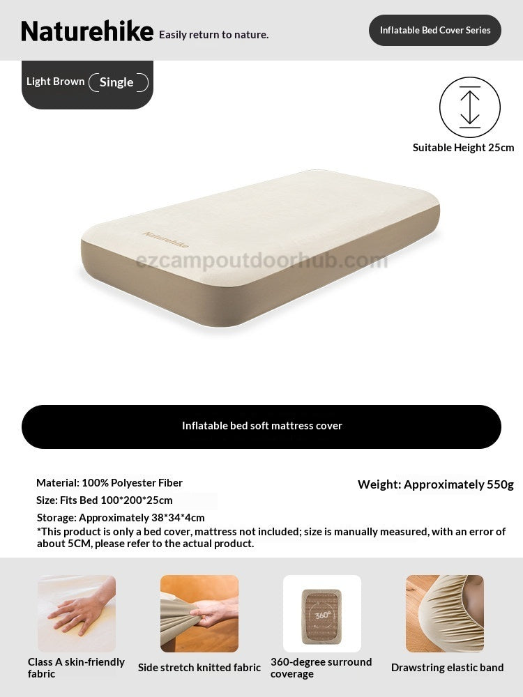 Naturehike Premium Soft Air Bed Mattress Cover Fitted Bed Sheet Inflatable Bed Pad Single Queen King Skin Friendly Machine Washable Outdoor