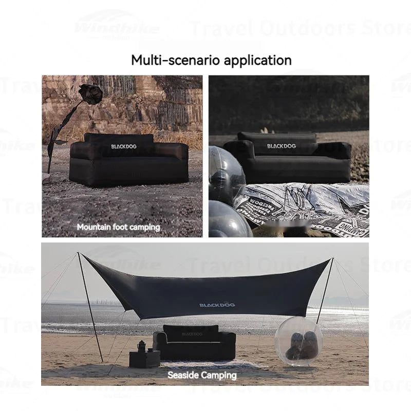 BLACKDOG by Naturehike Automatic Air Inflatable Black Camping Double Portable Sofa Bed 45cm Height up to 300kg Max Load Built-in Electric Air Pump USB C Rechargeable Outdoor Beach Picnic Waterproof Lazy Chair Black Dog Nature Hike