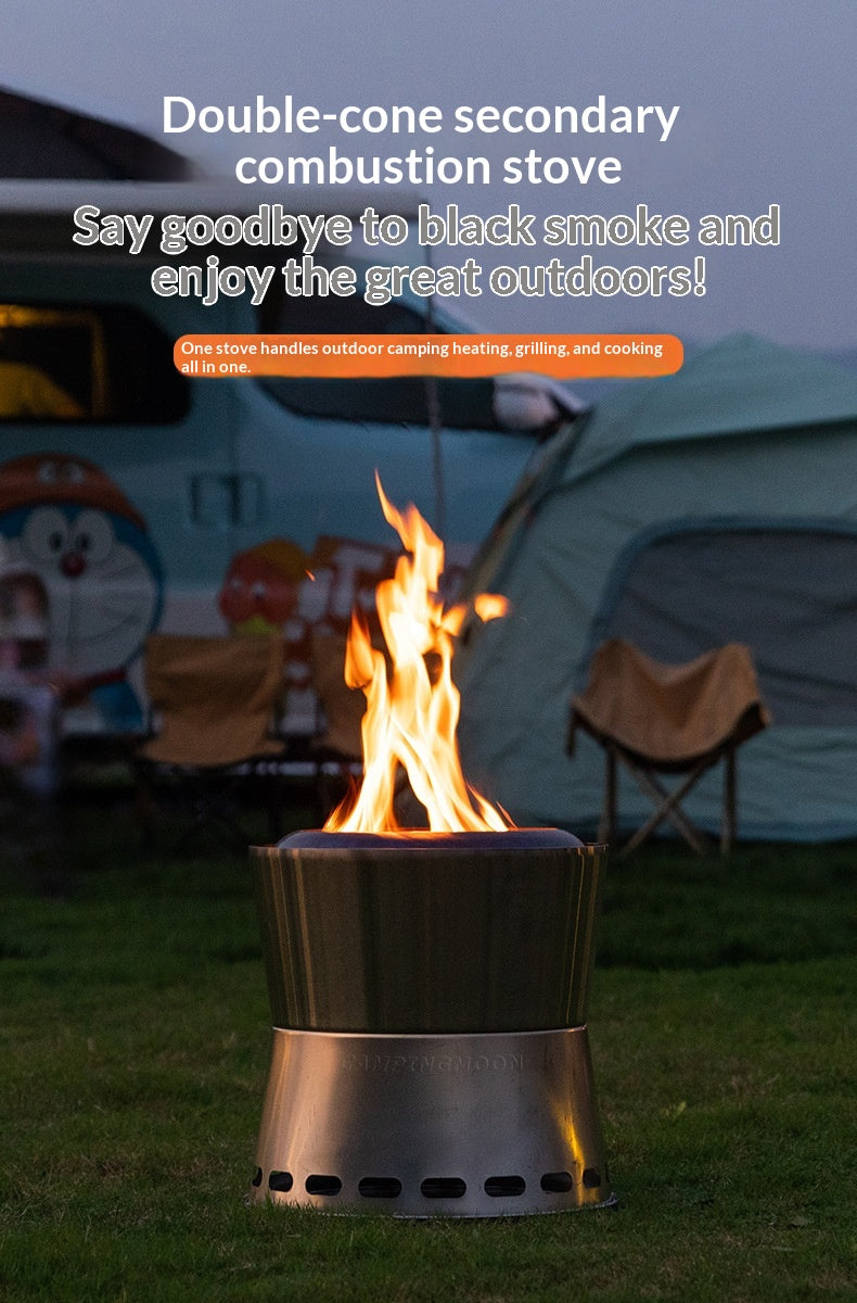 Campingmoon MF-038 Smokeless Fire Pit Wood Burning BBQ Grill Portable Outdoor Camping Bonfire Stove