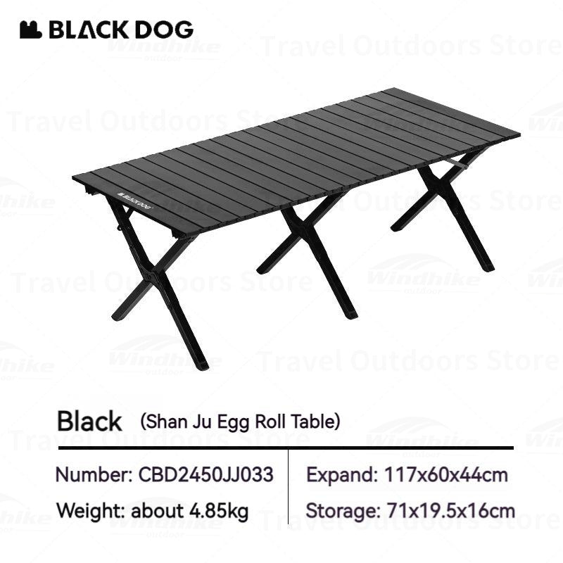 BLACKDOG Aluminum Alloy Egg Roll Folding Table Portable Camping Coffee Dining Table Outdoor Tourism Hiking Picnic Beach Foldable Board Triangular Cross Support Heavy Duty Orignal Nature Hike Black Dog