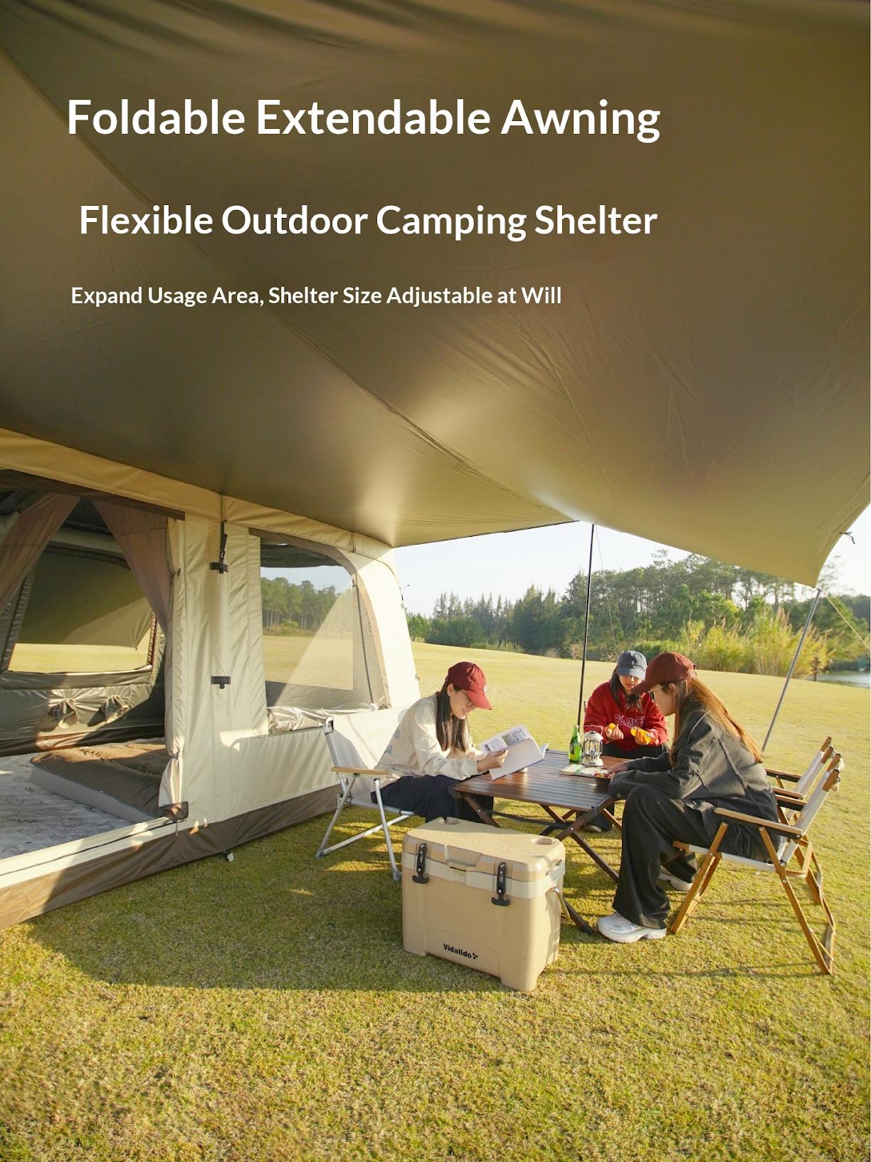 Vidalido WISH HOUSE PLUS 12 Air Inflatable Tent Fast Build 4-6 Persons Ti Silver Coated Sunscreen PVC Air Poles Full View Mesh 26m² Large Usable Space