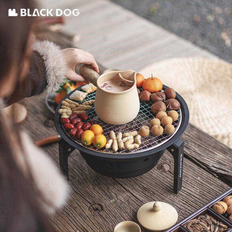 BLACKDOG Tabletop Barbecue Stove Portable Cookware Charcoal BBQ Grill Tea Table Making Stove Foldable Oven Furnace Grill Winter Heating Outdoor Picnic Camping Hiking Orignal Black Dog