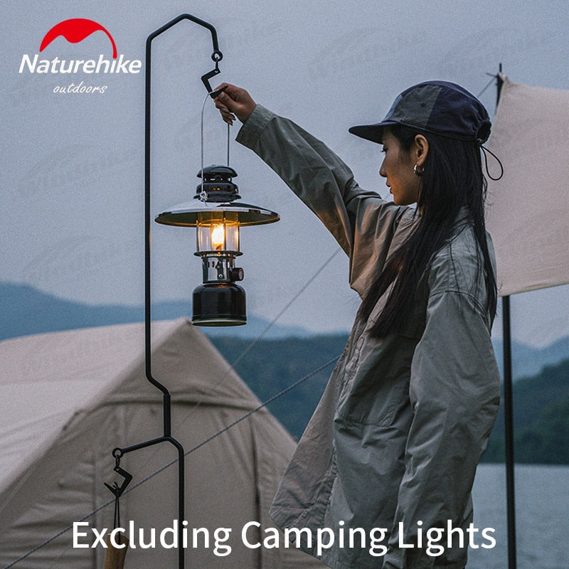 Naturehike Single Log Iron Lamp Holder Portable Outdoor Hiking Camping Lamp Post Support Hanger Multi Purpose Storage Hook Easy To Carry Nature Hike