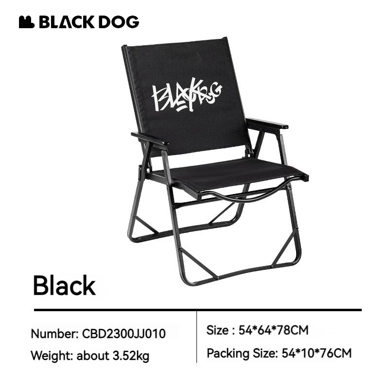 BLACKDOG Folding Kermit Chair Portable Lightweight Armchair Backrest Seat Load Bearing Up to 120kg 600D Oxford Cloth Outdoor Beach Camp Picnic Travel Fishing Heavy Duty Original Black Dog