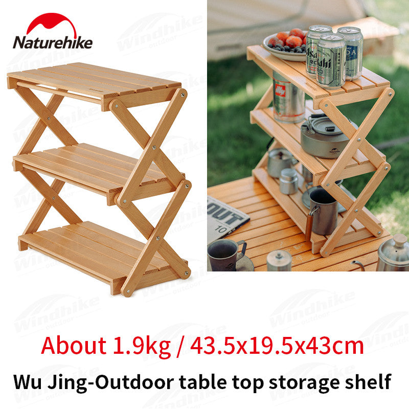 Naturehike Outdoor Table Top Shelf Portable Ultralight Camping Desktop Shelf Folding Table Storage Tabletop Shelves Picnic 3-Layers Shelf Table Camp Tools